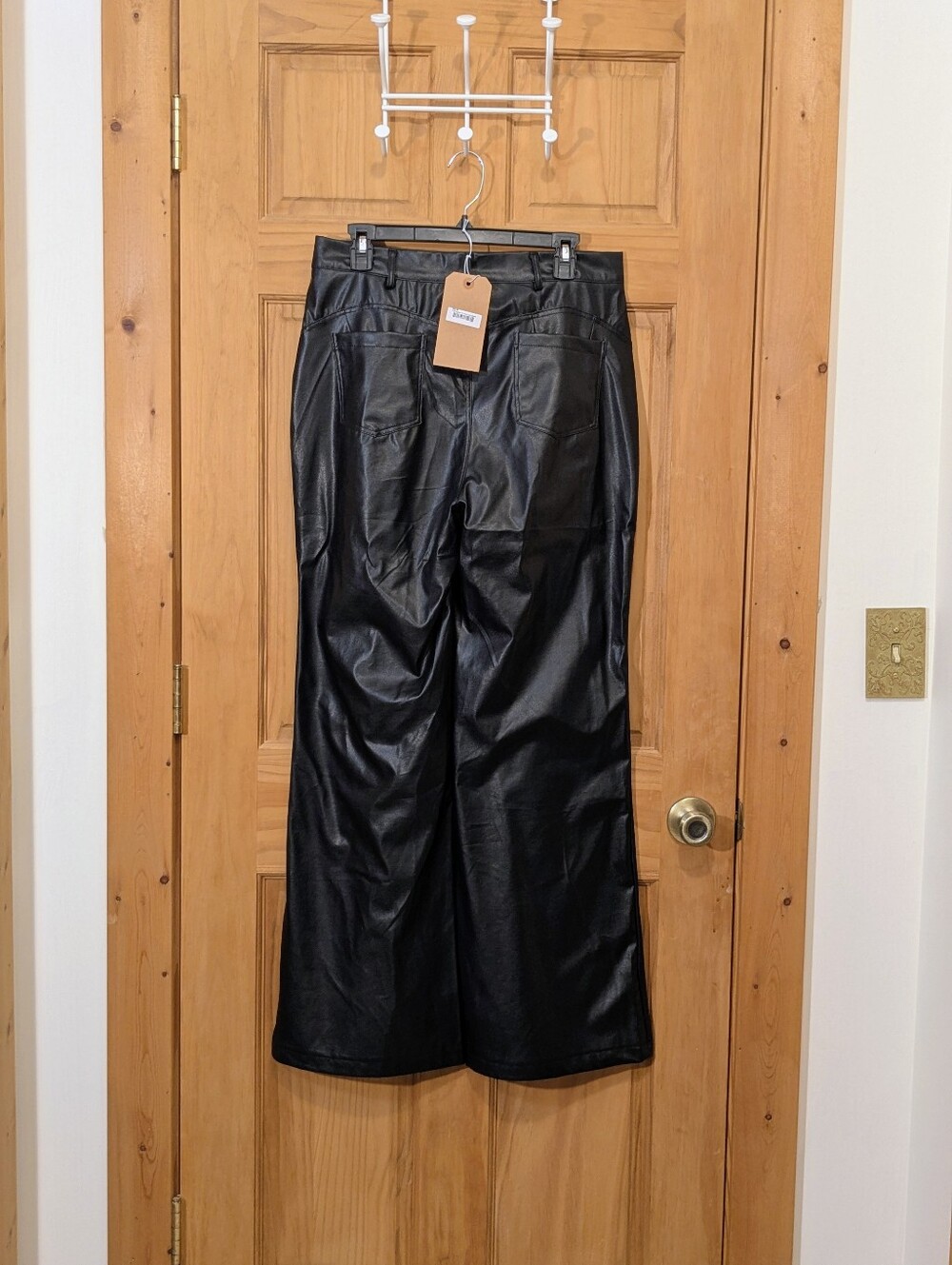 Fashion Noma Faux Leather Pants Flare Leg Size 12 High Rise Trousers Boho Chic - Picture 4 of 15